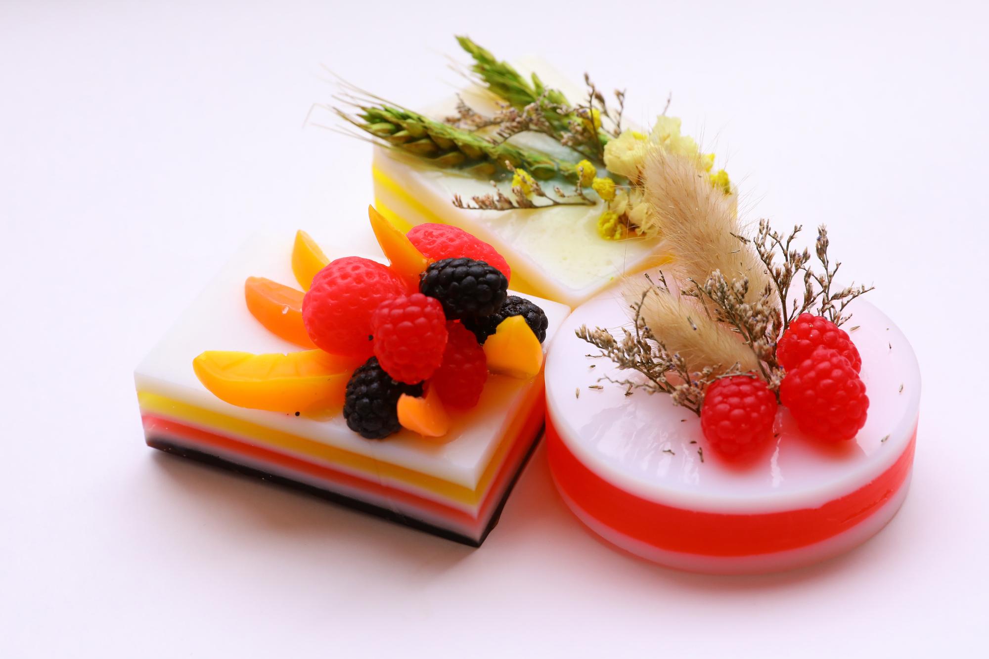 Close-up of colorful dessert