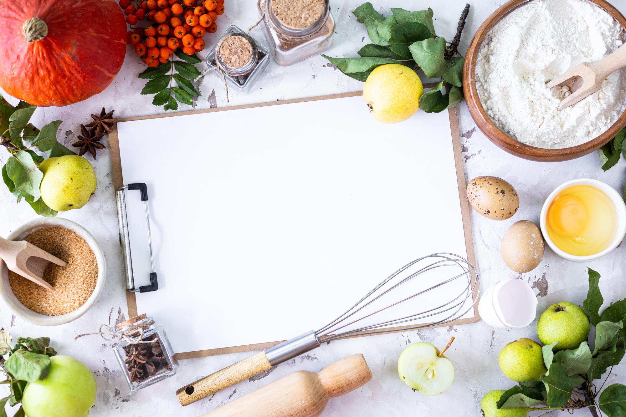 Collection of recipe cards and tools